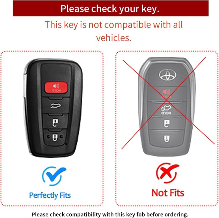 Car Key Fob Cover Leather Compatible with RAV4 Camry Avalon C-HR Corolla GT86 Key Case Protector - Image 2