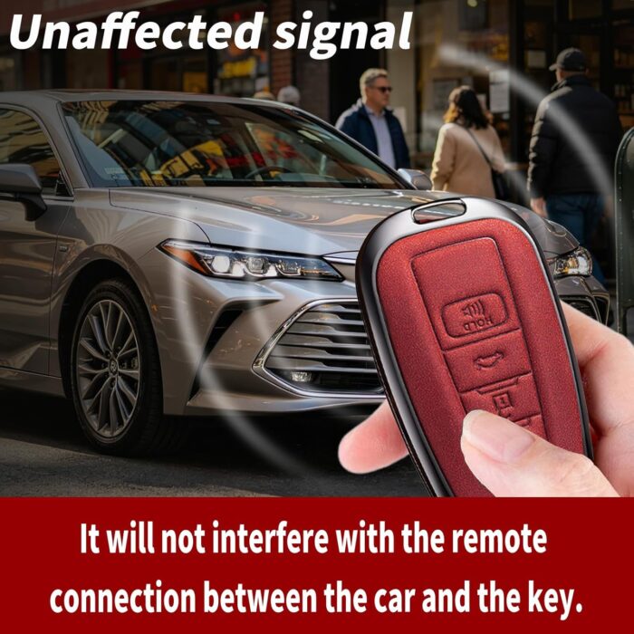 Car Key Fob Cover Leather Compatible with RAV4 Camry Avalon C-HR Corolla GT86 Key Case Protector - Image 3