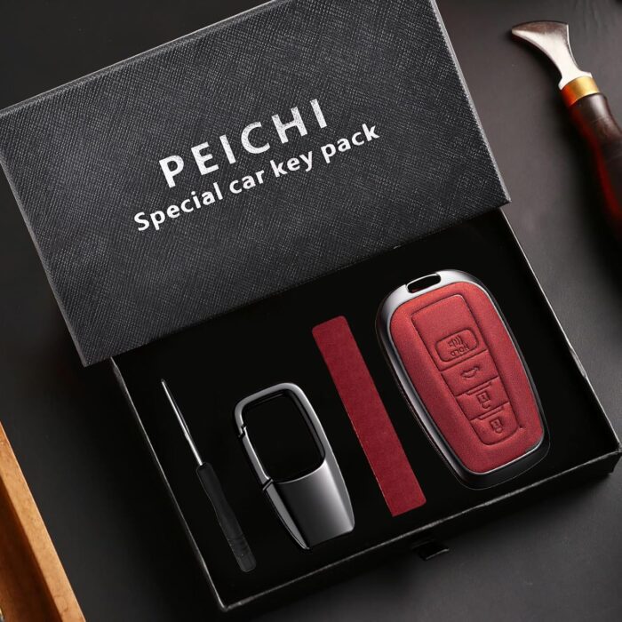 Car Key Fob Cover Leather Compatible with RAV4 Camry Avalon C-HR Corolla GT86 Key Case Protector - Image 7